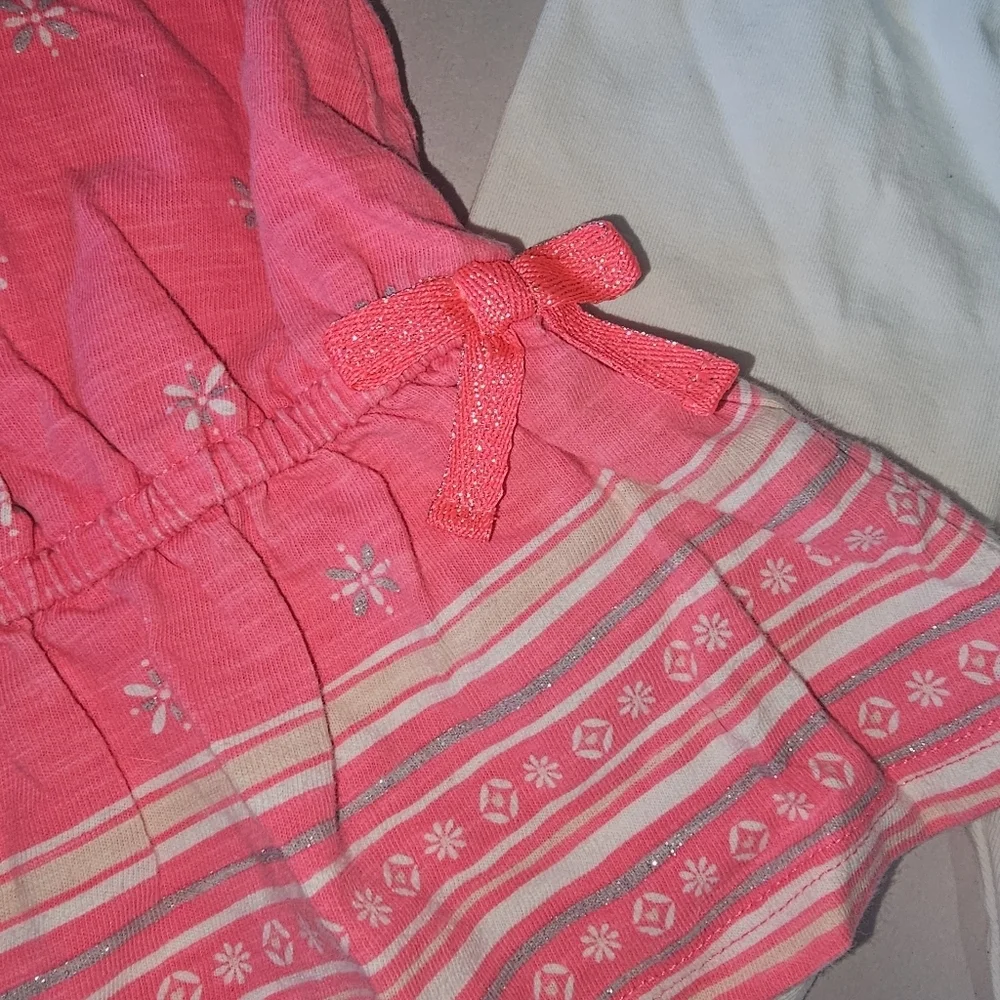 OshKosh B'gosh Top and Carters Leggins Bundle Toddler Girl 18M Pink White Bows‎